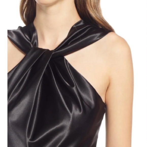 ELIZA J Satin and Crepe  Formal / Semi-Formal Jumpsuit in Black: Sz 4 - Picture 3 of 6